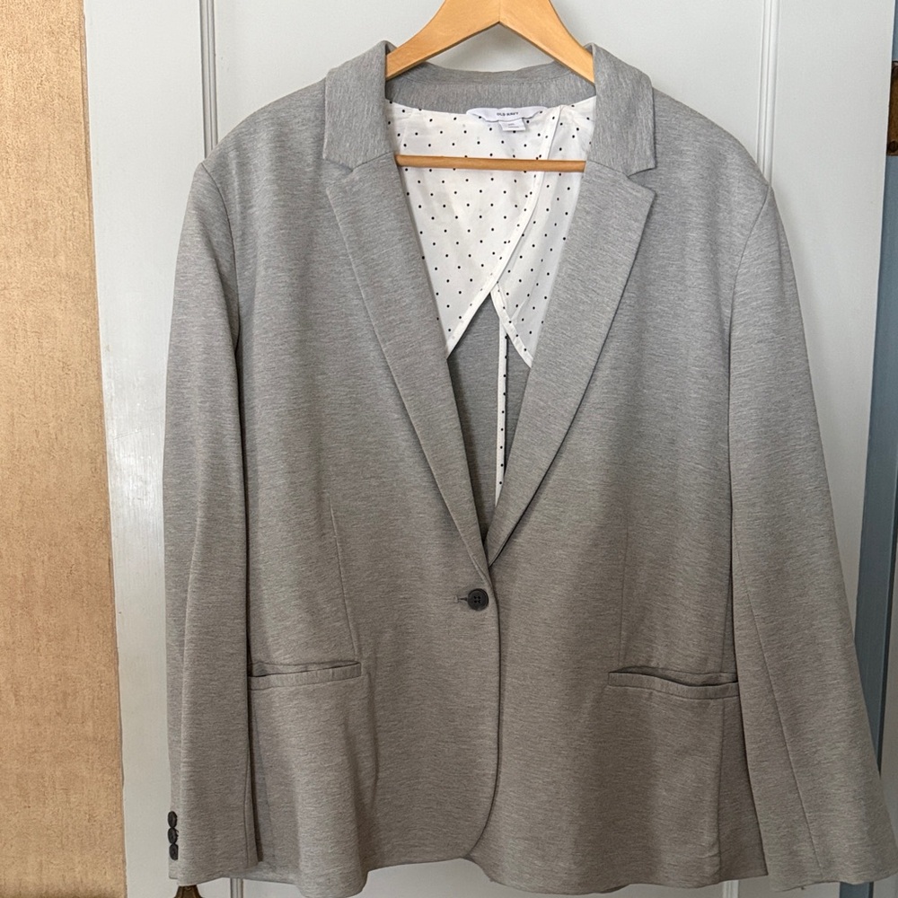 Old Navy Gray Blazer with Polka Dot Lining